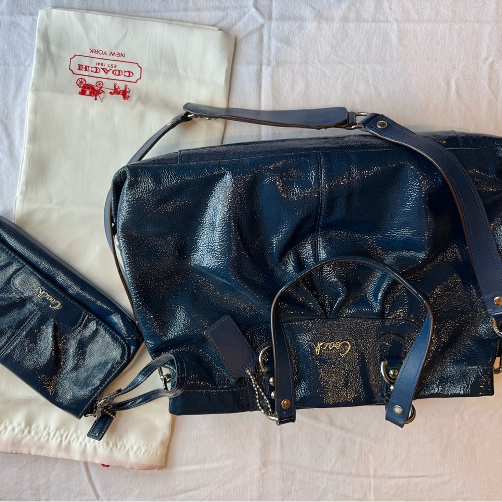 Coach Dark Blue Women's Shoulder Bag Set